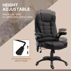 Vinsetto Massage Recliner Chair Heated Office Chair with Six Massage Points Linen-Feel Fabric 360° Swivel Wheels Black - 5