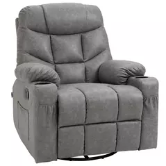 HOMCOM Thick Padded Faux Leather Recliner Armchair - Light Grey - 1