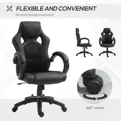 Vinsetto Office Chair Faux Leather Swivel Computer Desk Chair for Home Office with Wheels Armrests Black - 6