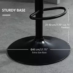 HOMCOM Bar Stools Set Of 2, Velvet-Touch Barstools with Metal Frame Footrest and Adjustable Height, Green - 6