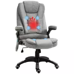 Vinsetto Massage Recliner Chair Heated Office Chair with Six Massage Points Microfiber Cloth 360° Swivel Wheels Grey - 1