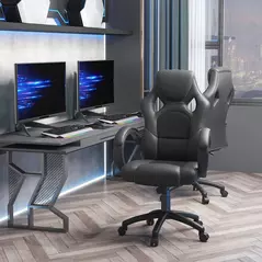 Vinsetto Office Chair Faux Leather Swivel Computer Desk Chair for Home Office with Wheels Armrests Black - 2
