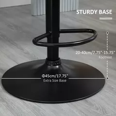 HOMCOM Bar Stools Set Of 2, Luxurious Velvet-Touch Barstools with Metal Frame Footrest Round Base Triangle Indenting Moulded Seat Adjustable Height Swivel Grey - 6