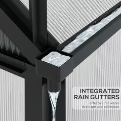 Outsunny 6 x 8ft Polycarbonate Greenhouse, Large Walk-In Green House with Slide Door and Window, Garden Plants Grow House with Aluminium Frame and Foundation, Grey - 7