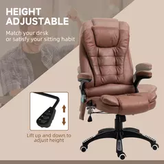 Vinsetto Massage Recliner Chair Heated Office Chair with Six Massage Points Microfiber Cloth 360° Swivel Wheels Brown - 5