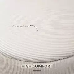 HOMCOM Set of 2 Round Ottoman with Storage, Fabric Vanity Stool for Makeup, Footrest Stool with Removable Lid for Living Room & Bedroom, Cream White - 6