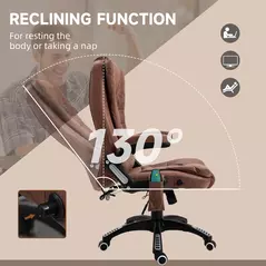 Vinsetto Massage Recliner Chair Heated Office Chair with Six Massage Points Microfiber Cloth 360° Swivel Wheels Brown - 7
