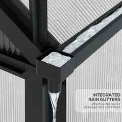 Outsunny 6 x 6ft Polycarbonate Greenhouse, Large Walk-In Green House with Slide Door and Window, Garden Plants Grow House with Aluminium Frame and Foundation, Grey - 7