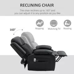 HOMCOM Riser and Recliner Chair with Massage, Power Lift Recliner Chair for Elderly with Remote Control, Extended Footrest, Dual Side Pockets, Overstuffed Electric Reclining Armchair, Black - 5