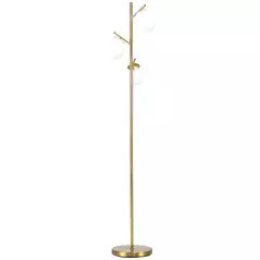 HOMCOM 3-Light Tree Floor Lamps for Living Room, Modern Standing Lamp for Bedroom with Globe Lampshade, Steel Base, Bulb not Included, Gold Tone - 1