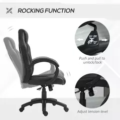 Vinsetto Office Chair Faux Leather Swivel Computer Desk Chair for Home Office with Wheels Armrests Black - 5