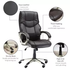 HOMCOM Home Office Chair High Back Computer Desk Chair with Faux Leather Adjustable Height Rocking Function Brown - 7