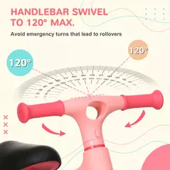 AIYAPLAY Baby Balance Bike, with Adjustable Seat, for 1.5-3 Years - Pink - 4