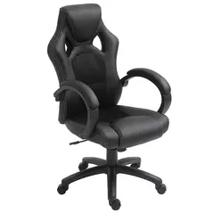 Vinsetto Office Chair Faux Leather Swivel Computer Desk Chair for Home Office with Wheels Armrests Black - 1