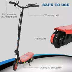 HOMCOM Foldable Electric Scooter, with LED Headlights, for Ages 7-14 Years, Red - 7