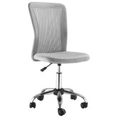 Vinsetto Office Chair, Armless Desk Chair, Adjustable Computer Swivel Chair with Rolling Wheels and Mesh Back for Home Work Study, Grey - 1