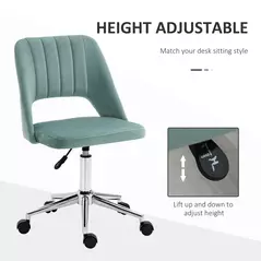 Vinsetto Mid Back Office Chair Velvet Fabric Swivel Scallop Shape Computer Desk Chair for Home Study Bedroom Green - 4