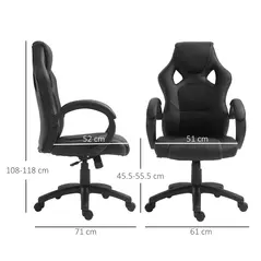 Vinsetto Office Chair Faux Leather Swivel Computer Desk Chair for Home Office with Wheels Armrests Black - 3