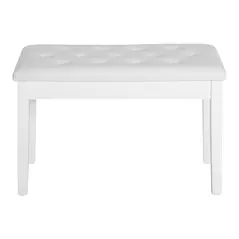 HOMCOM PU Leather Upholstered Piano Stool Makeup Stool Bench Dressing Table Seat with Storage 76x36x50cm, White - 9