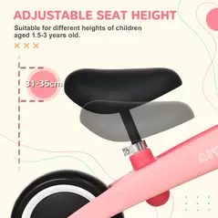 AIYAPLAY Baby Balance Bike, with Adjustable Seat, for 1.5-3 Years - Pink - 5