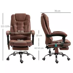 Vinsetto Heated 6 Points Vibration Massage Executive Office Chair Adjustable Swivel Ergonomic High Back Desk Chair Recliner with Footrest Brown - 3