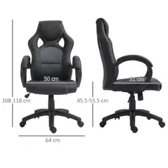 Vinsetto Office Chair Faux Leather Swivel Computer Desk Chair for Home Office with Wheels Armrests Black - 3