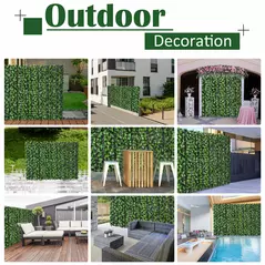 Outsunny Artificial Leaf Hedge Screen Privacy Fence Panel for Garden Outdoor Indoor Decor 3M x 1M Light Green and Dark Green - 7
