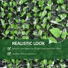 Outsunny Artificial Leaf Hedge Screen Privacy Fence Panel for Garden Outdoor Indoor Decor 3M x 1M Light Green and Dark Green - 5