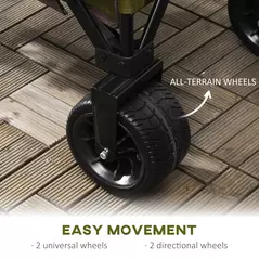 Outsunny Folding Garden Trolley, Cargo Traile on Wheels, Collapsible Camping Trolley, Outdoor Utility Wagon with Steel Frame and Oxford Fabric, Green - 6