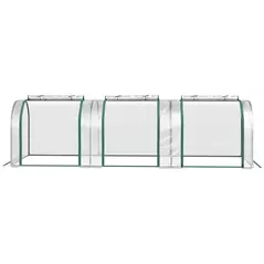 Outsunny PVC Tunnel Greenhouse Green Grow House Steel Frame for Garden Backyard with Zipper Doors 295x100x80 cm, Clear - 8