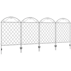 Outsunny Decorative Garden Fencing, 43in x 11.5ft Outdoor Picket Fence Panels, 4PCs Rustproof Metal Wire Landscape Flower Bed Border Edging, Black - 1