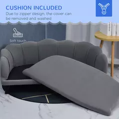 PawHut Dog Sofa, Pet Couch Bed for Medium, Large Dogs, with Legs, Cushion - Grey - 6