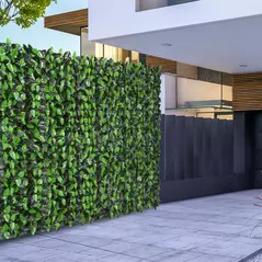 Outsunny Artificial Leaf Hedge Screen Privacy Fence Panel for Garden Outdoor Indoor Decor 3M x 1M Light Green and Dark Green - 9