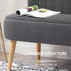 HOMCOM Modern Double Seat Sofa Loveseat Couch 2 Seater Compact Sofa Padded Linen Wood Leg Dark Grey - 5