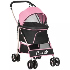 PawHut 3 In 1 Detachable Pet Stroller, for Extra Small and Small Dogs - Pink - 1