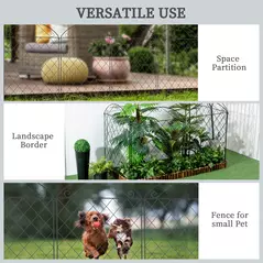 Outsunny Decorative Garden Fencing, 43in x 11.5ft Outdoor Picket Fence Panels, 4PCs Rustproof Metal Wire Landscape Flower Bed Border Edging, Black - 6
