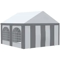 Outsunny 4m x 4m Marquee Gazebo with Sides, Level 6 Wind Protection & Waterproof, Light Grey - 1