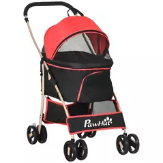 PawHut 3 In 1 Detachable Pet Stroller, for Extra Small and Small Dogs - Red - 1