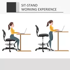 Vinsetto Ergonomic Mesh Standing Desk Chair with Adjustable Footrest Ring and Seat Height Black - 4