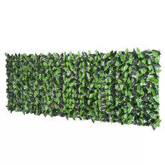 Outsunny Artificial Leaf Hedge Screen Privacy Fence Panel for Garden Outdoor Indoor Decor 3M x 1M Light Green and Dark Green - 1