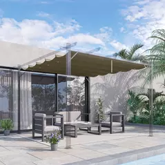 Outsunny Retractable Pergola Cover, 2.55 x 2.5 m Replacement Canopy Fabric for 3 x 3 m Frame, Roof Top Only, Tan - 2