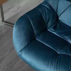 Vinsetto Home Office Chair Velvet Ergonomic Computer Chair Comfy Desk Chair with Adjustable Height, Arm and Back Support, Blue - 9