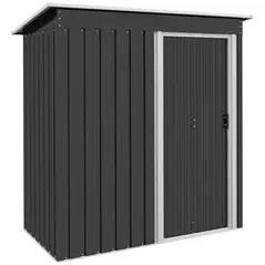 Outsunny 5 x 3ft Garden Storage Shed with Sliding Door and Sloped Roof Outdoor Equipment Tool, Black - 1
