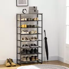 HOMCOM 8-Tier Shoe Rack, Shoe Storage Organizer with Mesh Shelves, Free Standing Shoe Shelf Stand for 21-24 Pairs of Shoes for Entryway, Hallway, Closet, Grey - 2