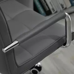 Vinsetto PU Leather Home Office Desk Chair, Computer Chair with Mid Back, Arm, Swivel Wheels, Adjustable Height, Grey - 7