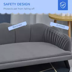 PawHut Dog Sofa, Pet Couch Bed for Medium, Large Dogs, with Legs, Cushion - Grey - 5