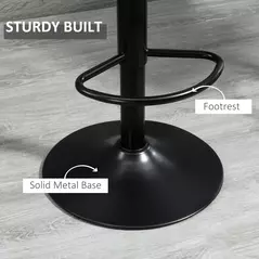 HOMCOM Breakfast Bar Stools Set of 2, 59-80cm Sitting Hight Leather Upholstered Bar Chairs - Grey - 6