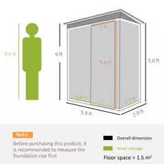 Outsunny 5 x 3ft Garden Storage Shed with Sliding Door and Sloped Roof Outdoor Equipment Tool, Black - 3