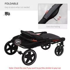 PawHut Foldable Pet Stroller, with Universal Wheels, Shock Absorber, for Medium and Large Dogs - Red - 5