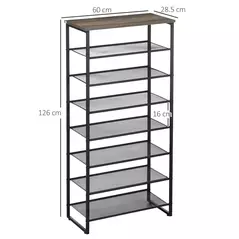 HOMCOM 8-Tier Shoe Rack, Shoe Storage Organizer with Mesh Shelves, Free Standing Shoe Shelf Stand for 21-24 Pairs of Shoes for Entryway, Hallway, Closet, Grey - 3